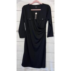 NWT Talbots Black Long Sleeve Dress Size MED Missing Belt